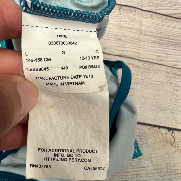 Nike Girls Rush Heather Blue Cross-back One Piece Swimsuit Size L (12-13) - Picture 8 of 12